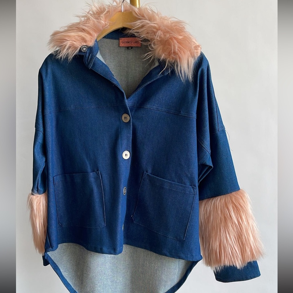 Eastnwestlabel denim and faux fur jacket